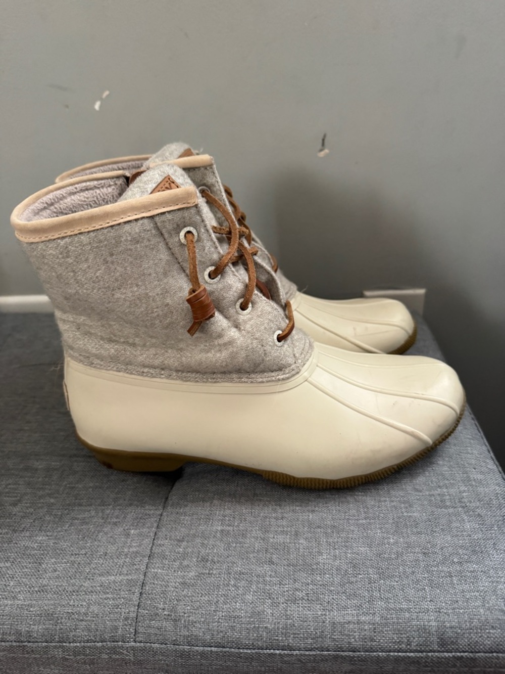 Sperry Cream and Tan Waterproof Duck Boots - Picture 3 of 13